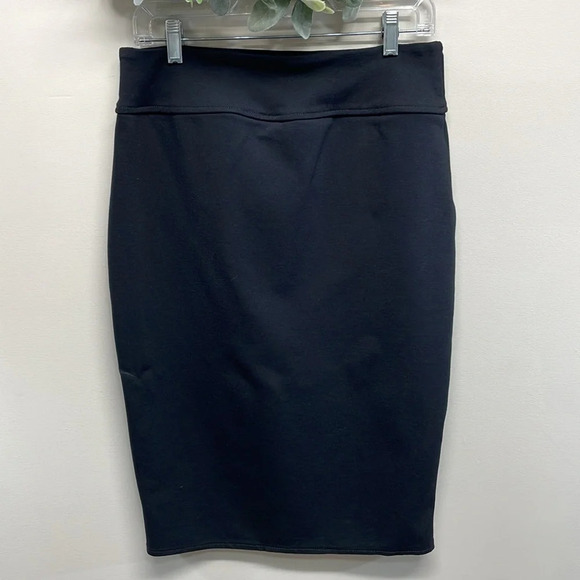 Worthington Black Midi Skirt Stretch Front Slit M - Picture 2 of 10